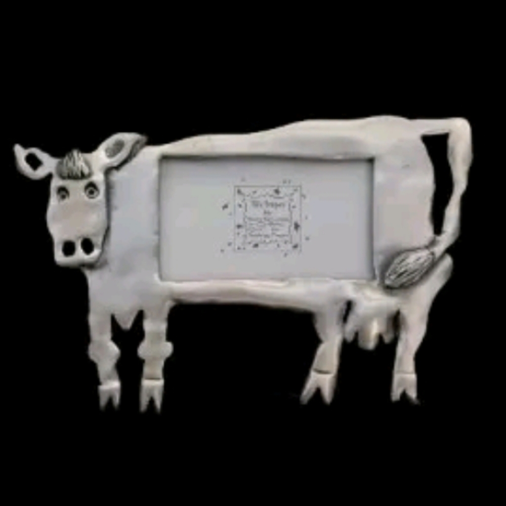 Folk Frames Ruth Reynolds Darby COW Pewter Picture Frame Farmhouse Vintage 1997